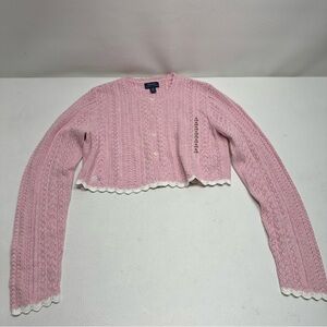 Polo Ralph Lauren girls crop Pink Cable Knit Sweater size XL/16 nwt